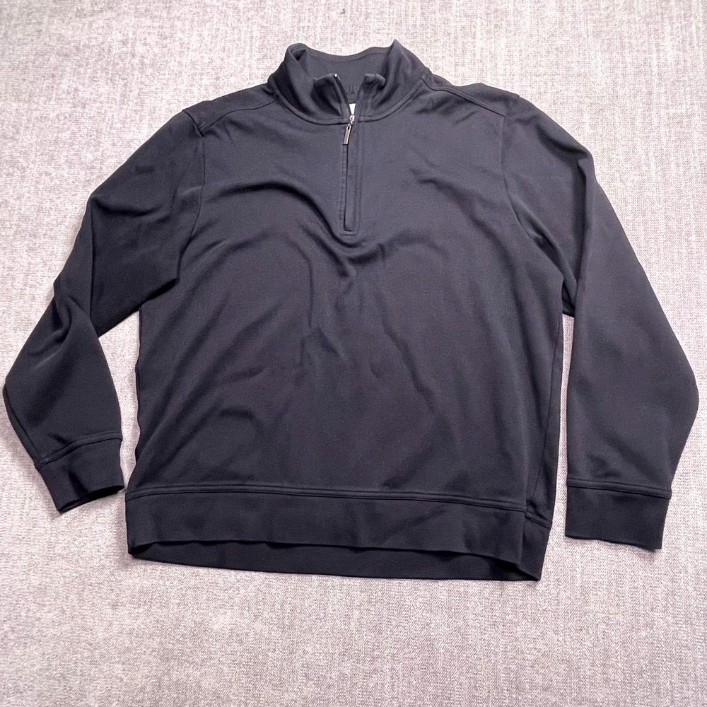 Tommy Bahama Sweatshirt Mens Large Black Long Sleeve Mock Neck Quarter Zip